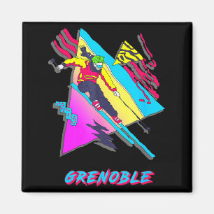 Trillend ski-ontwerp met grenoble tekst ski magneet