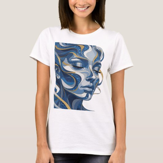 Trillend Zilver ABSTRACTE KUNST Statement Ontwerp T-shirt (Voorkant)