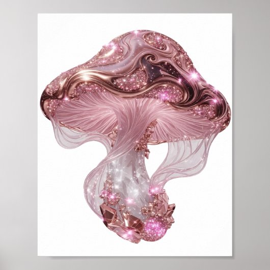 Trillend Zilver GLINSTEREND ROZE PADDENSTOEL Poster (Voorkant)