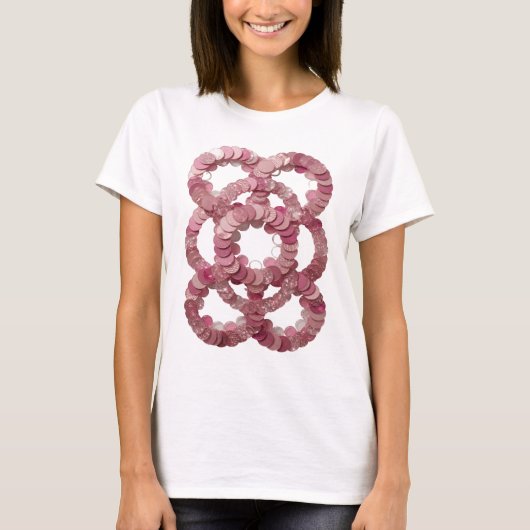 Trillend Zilver ROZE PAILLETTEN Statement Design T-shirt (Voorkant)