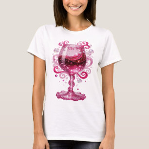 Trillend Zilver ROZE WIJN GLAS Print T-shirt
