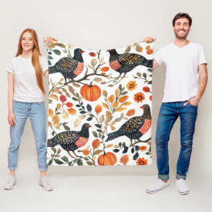 Trillende Aardse Aquarel Vogels - Boheemse Flair Fleece Deken
