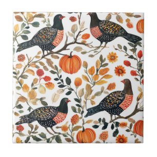 Trillende Aardse Aquarel Vogels - Boheemse Flair Tegeltje