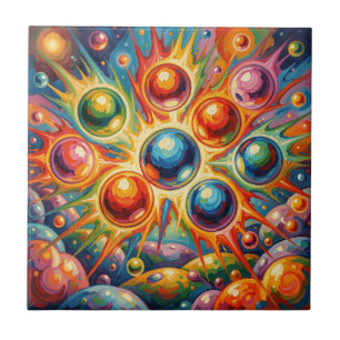Trillende Abstracte Bollen Stralende Vloeistof Tegeltje