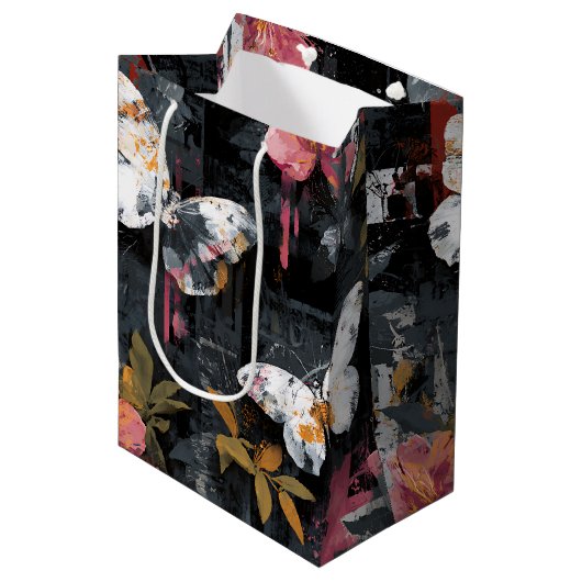 Trillende Abstracte Vlinder Vlucht (3) Medium Cadeauzakje (Voorkant Gekanteld)