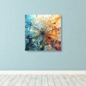 Trillende Alcohol Inkt Spinnenweb Abstracte Kunst Canvas Afdruk (Insitu (Houten vloer))