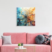 Trillende Alcohol Inkt Spinnenweb Abstracte Kunst Canvas Afdruk (Insitu (Woonkamer))