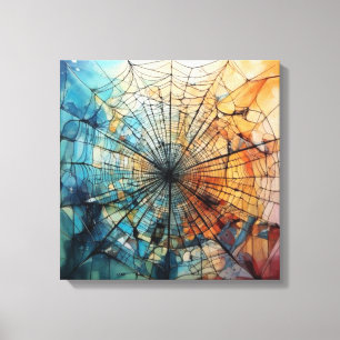 Trillende Alcohol Inkt Spinnenweb Abstracte Kunst Canvas Afdruk