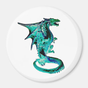 Trillende Aqua Zee Draak Mythische Fantasie Kunstw Magneet