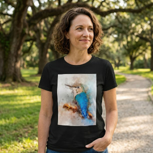 Trillende Aquarel Kolibrie Vogel op een tak T-shirt