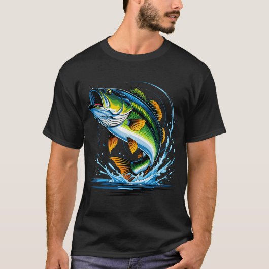 Trillende Baars die uit het Water Springt T-shirt (Voorkant)