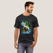 Trillende Baars die uit het Water Springt T-shirt (Voorkant volledig)