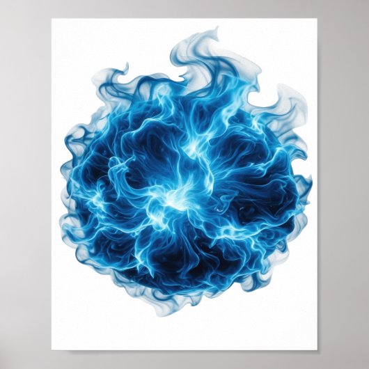 Trillende Blauwe BLUE FIRE BALL Citaat Design Poster (Voorkant)