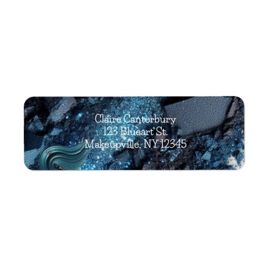 Trillende Blauwe Glam Make-up Retouradres Etiket (Voorkant)