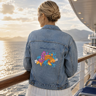 Trillende Blauwe Kersenbloesem Karper Lotus Denim Jacket