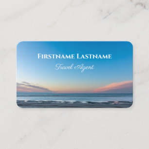 Trillende blauwe lucht strand zonsondergang oceaan visitekaartje