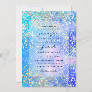 Trillende Blauwe Oceaan Holografische Glitter Schi Kaart