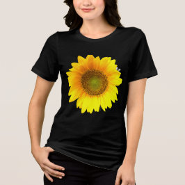 Trillende Bloeiende Zonnebloem Effen Zwarte T-Shir Tri-Blend Shirt