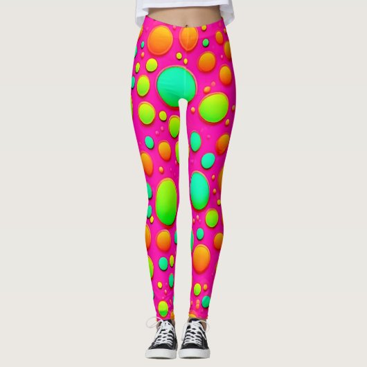 Trillende Bubbel Pop van Kleur Ontwerp Leggings (Voorkant)