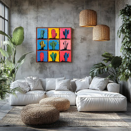 Trillende Cactus Pop Art Print voor een Speelse To