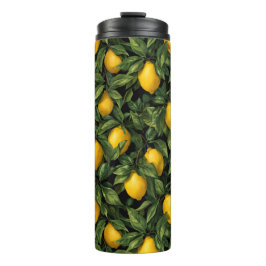 Trillende Citroen Citrus Boom Patroon Thermosbeker
