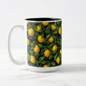 Trillende Citroen Citrus Boom Patroon Tweekleurige Koffiemok (Links)