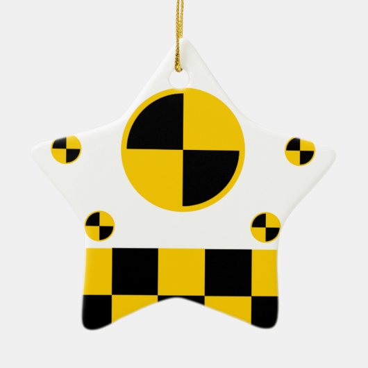 Trillende crashtestmarkers keramisch ornament (Voorkant)