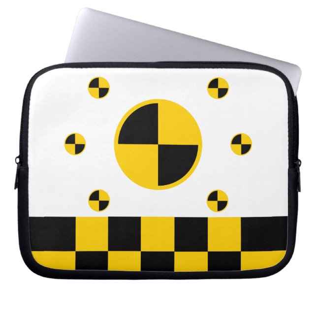 Trillende crashtestmarkers laptop sleeve (Voorkant)