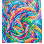 Trillende Dolfijn Droomlandschap – Psychedelische Douchegordijn (Voorkant)