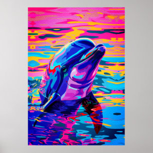 Trillende Dolfijn – Kleurrijke Oceaandroom Poster