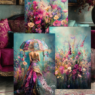 Trillende Dromen Boho Jurk Wilde Weide Bloemen Inpakpapier Vel