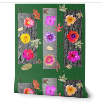 Trillende Dynamische Natuur Geïnspireerde Collage Behang