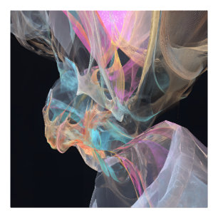 Trillende energie werveling roze turquoise gloed foto afdruk