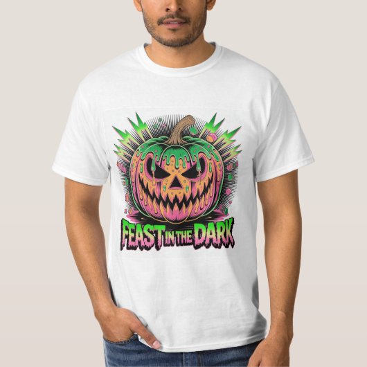 Trillende Enge Pompoen Pop Art T-shirt (Voorkant)