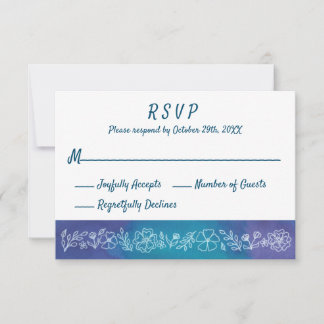 Trillende Floral RSVP-kaarten - met aantal gasten RSVP Kaartje