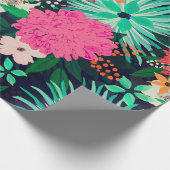  trillende Floral verf Navy-Blue Design Cadeaupapier (Hoek)