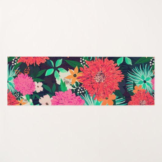  trillende Floral verf Navy-Blue Design Yogamat (Voorkant (horizontaal))