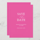 Trillende Fuchsia Roze Save The Date Uitnodiging (Voorkant / Achterkant)