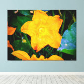 Trillende Gele Courgettebloesem Canvas Afdruk (Insitu (Houten vloer))