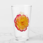 Trillende Gele en Roze Roos Drinkglas Glas (Voorkant)
