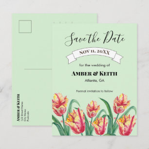 Trillende Gele Papegaai Tulpen Trouw Save The Date Aankondigingskaart