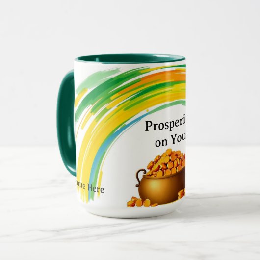 Trillende Gouden Munten St. Patty's Hart Mok (Voorkant links)