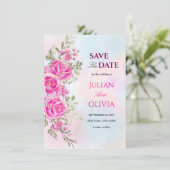 Trillende Heet Roze Bewaar de Datum Kaart (Staand voorkant)