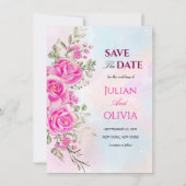Trillende Heet Roze Bewaar de Datum Kaart (Voorkant)