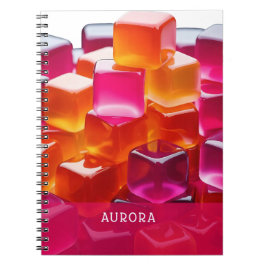 Trillende Helder Roze Oranje Abstracte Gelei Kubus Notitieboek