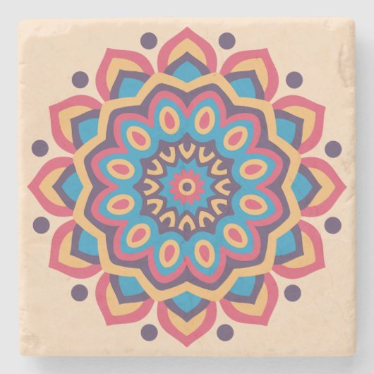 Trillende Hexkleur Mandala Stenen Onderzetter (Voorkant)