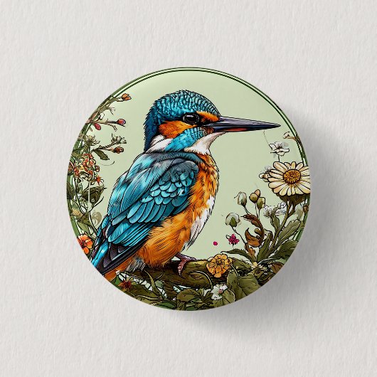 Trillende IJsvogel Vogel Ronde Button 3,2 Cm (Voorkant)