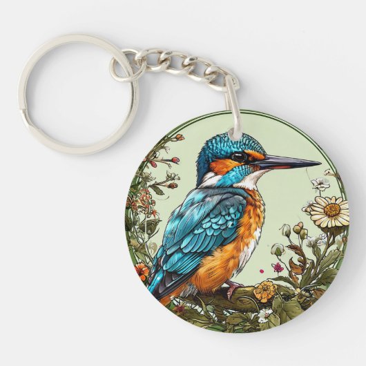 Trillende IJsvogel Vogel Sleutelhanger (Voorkant)