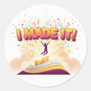 Trillende "Ik heb het gedaan!" Mijlpaal Succes Vie Ronde Sticker