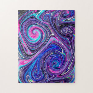 Trillende Iridescente Vloeibare Marmeren Abstracte Legpuzzel